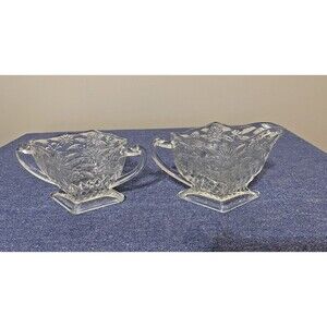 Vintage Pineapple And Floral Indiana Glass Creamer And Sugar Bowl